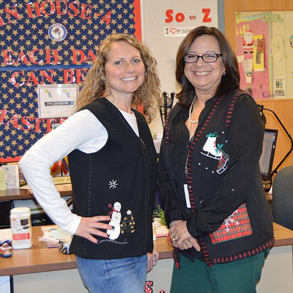 Health teacher Mrs. Lafore and House 4 secretary Mrs. C.