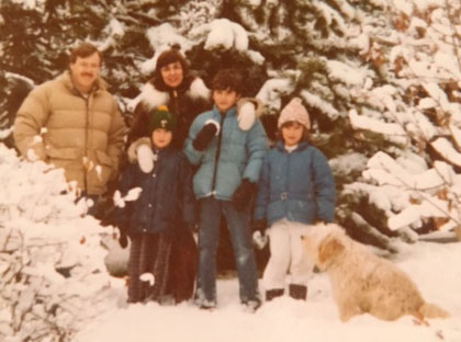 The Milne family in the backyard of their home in Anchorage, Alaska. 