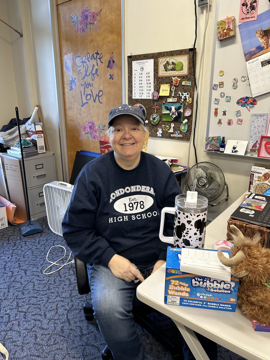 Psychology teacher Shelly Gagnon back in her classroom after having to leave early last year in February for her cancer treatment.