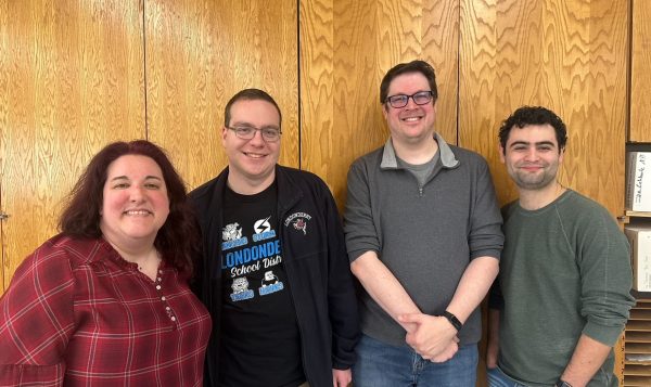 Drama club advisors Danielle Loschiavo, Ryan Barrett, Ian O'Connor, and Noah Payeur.