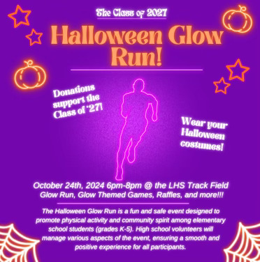 The Halloween Glow Run is set to give the town some Halloween spirit. (Image created in Canva by Lillian McKinney)