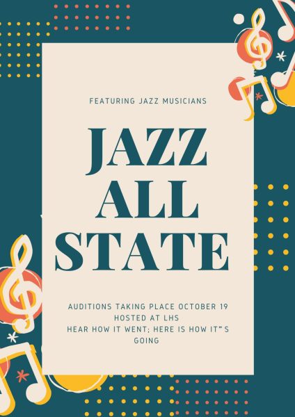 Jazz All State Auditioners share there experience about what the preparation for auditions was like. With results of student placements and overall scores, coming out students reflect off of previous years. (Image created in Canva by Kelsey Sweet) 