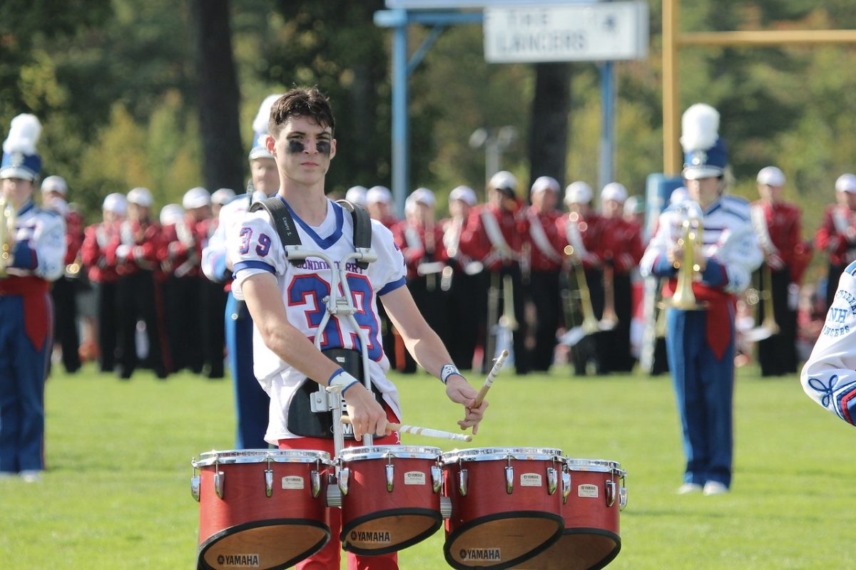 Senior Josh Conty plays the quads during the halftime show at a football game.

Photo used with permission by Josh Conty