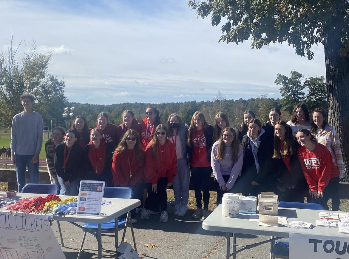  The Community Service Club held their annual ALS walk to raise funds for the ALS Association at the high school track in mid October. This photo was taken at last year’s fundraiser on October 18, 2023. “I think supporting those who struggle with ALS is so important,” Giguere said. 
