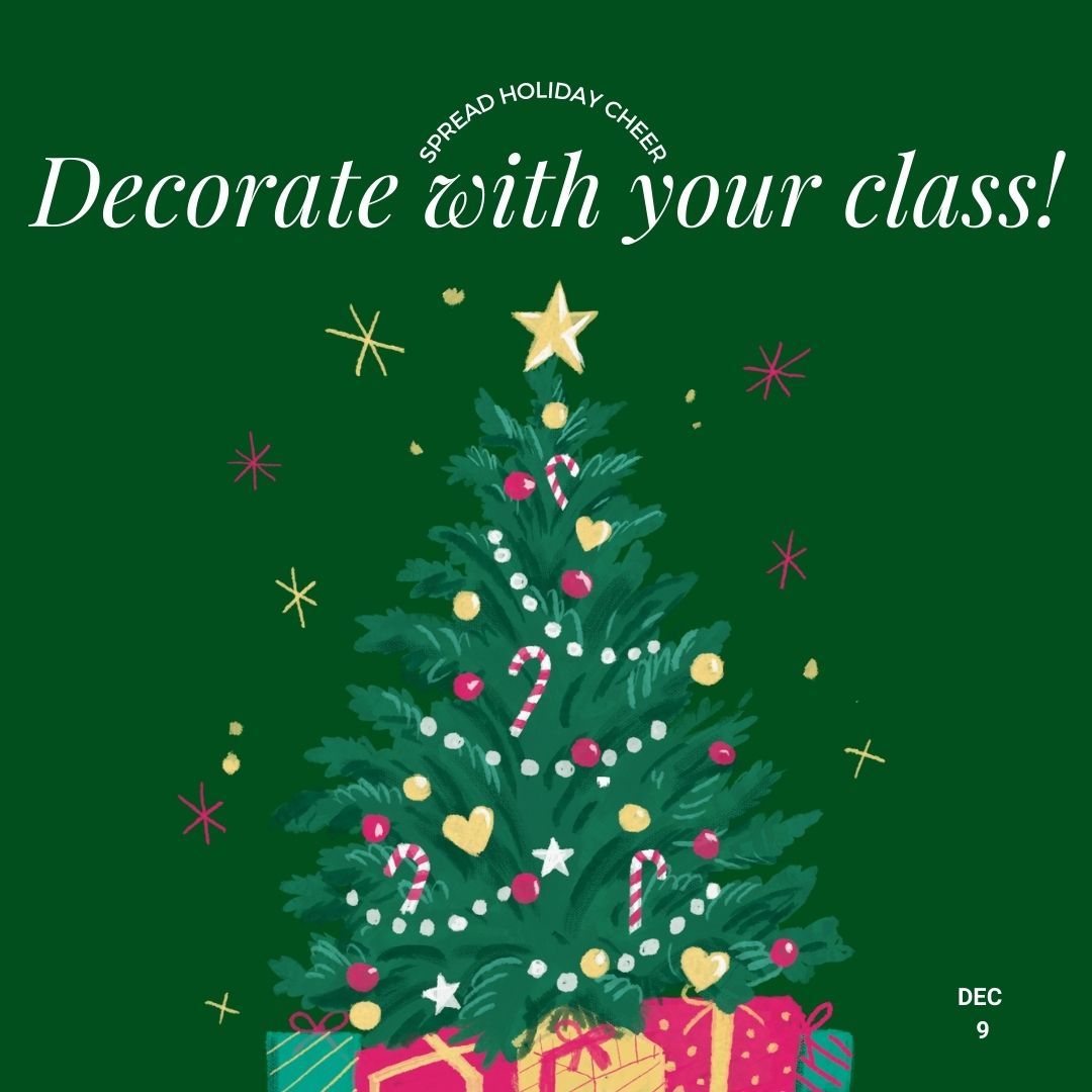 Spread holiday cheer today after school with your class. (Image created in Canva by Kelsey Sweet)