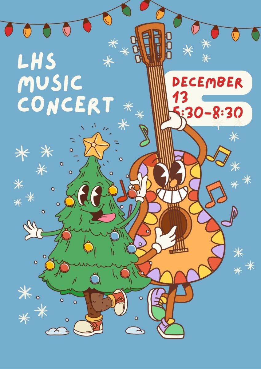 Support the music department at Holiday Concert. (Image created in Canva by Kelsey Sweet).