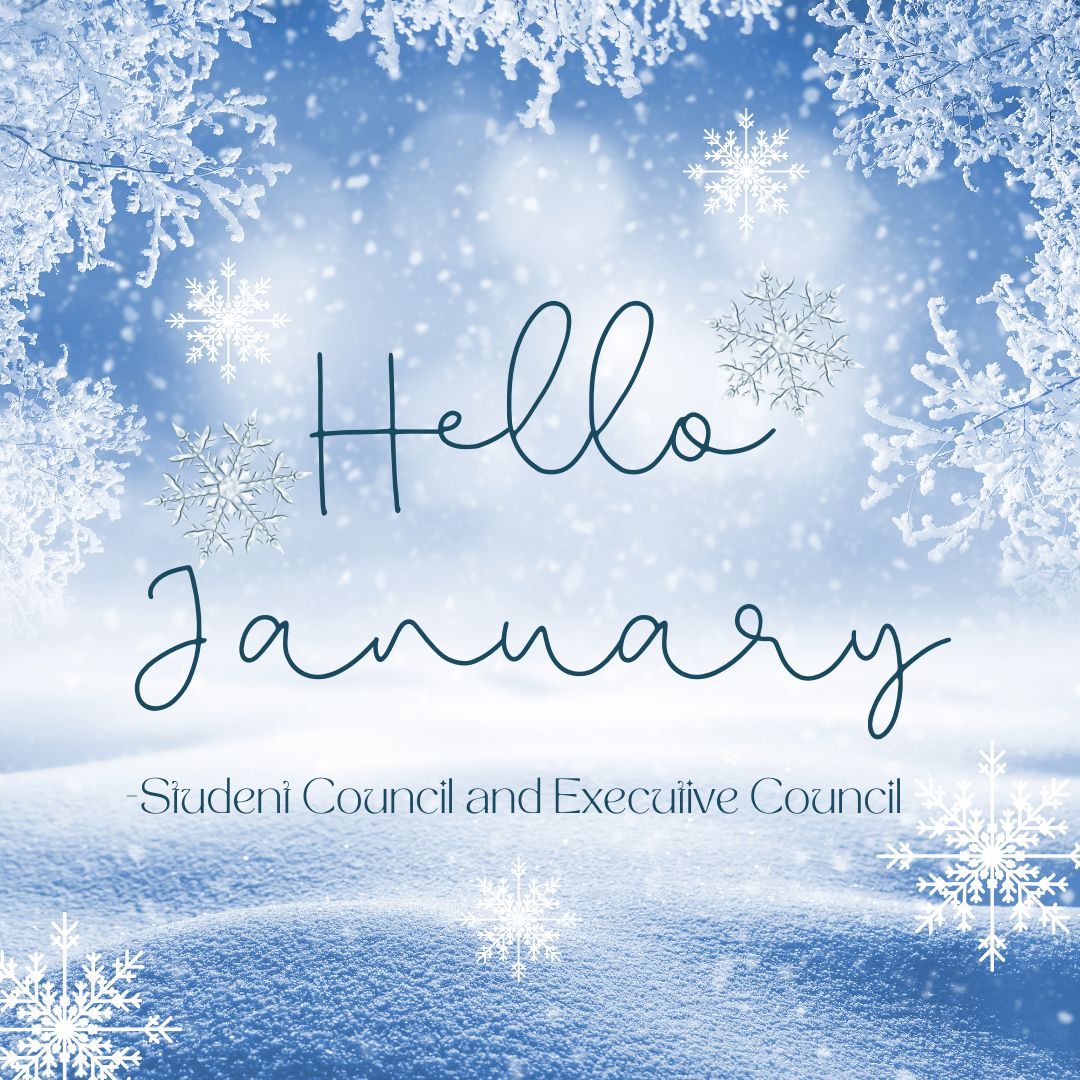 The executive council welcomes back the student body. The student council is ready to put together upcoming events in the school. (Image made in Canva by Kelsey Sweet).