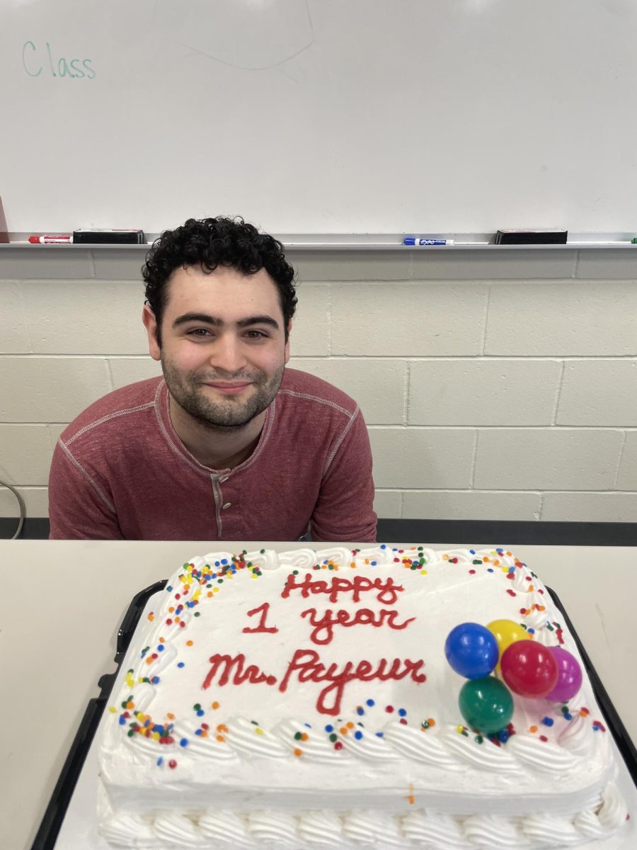 On Thursday Feb 20. 2025, Payeur’s F Period Civics class took time to celebrate his accomplishment after his lecture. Students also took time to express their gratitude toward Payeur. 
